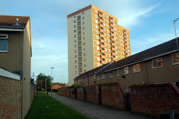 The site of the Cardinal lies behind the sixth pair of windows looking from the camera August 2009